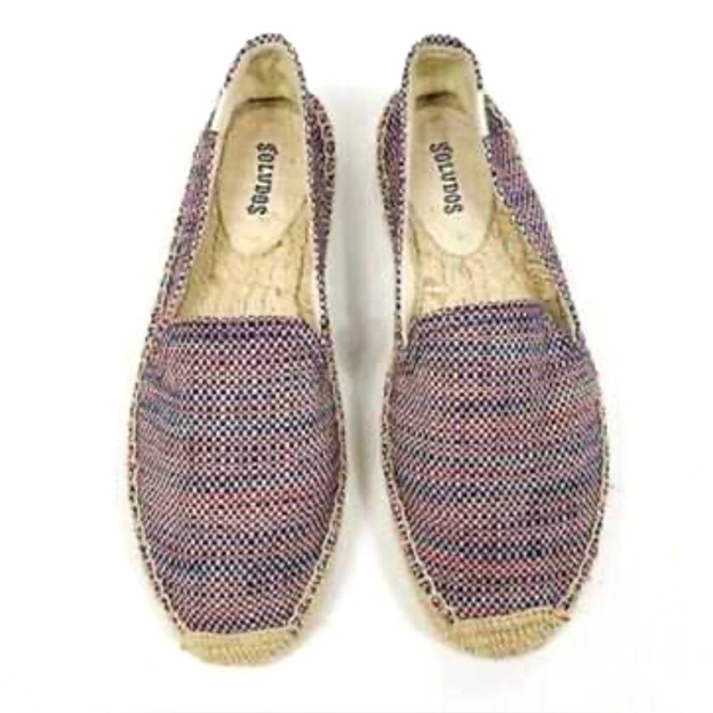 Soludos Platform Espadrilles Union Jack Red Blue Flats size 10
